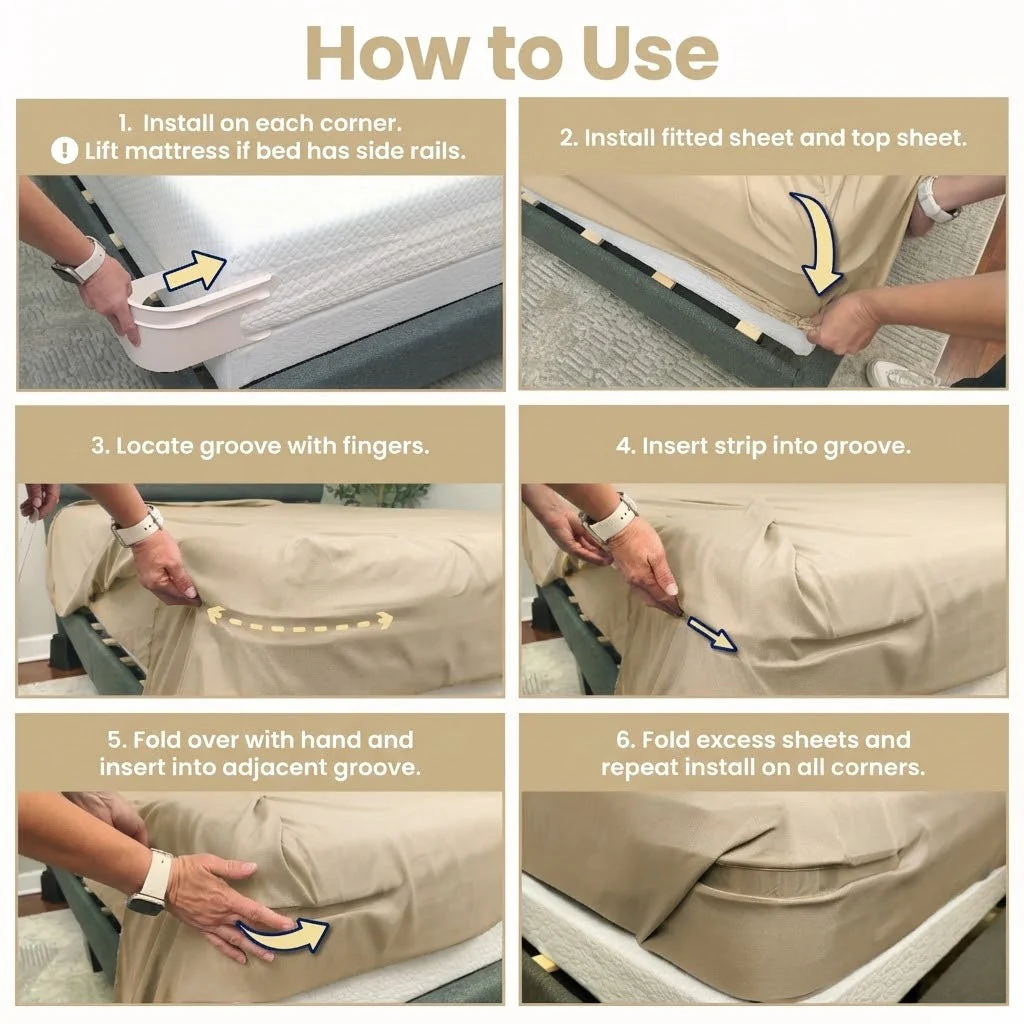 Daphtora® Fitted Bed Sheet Holders Firm Sheet Grip with Invisible Strips 🌎 - Image 4