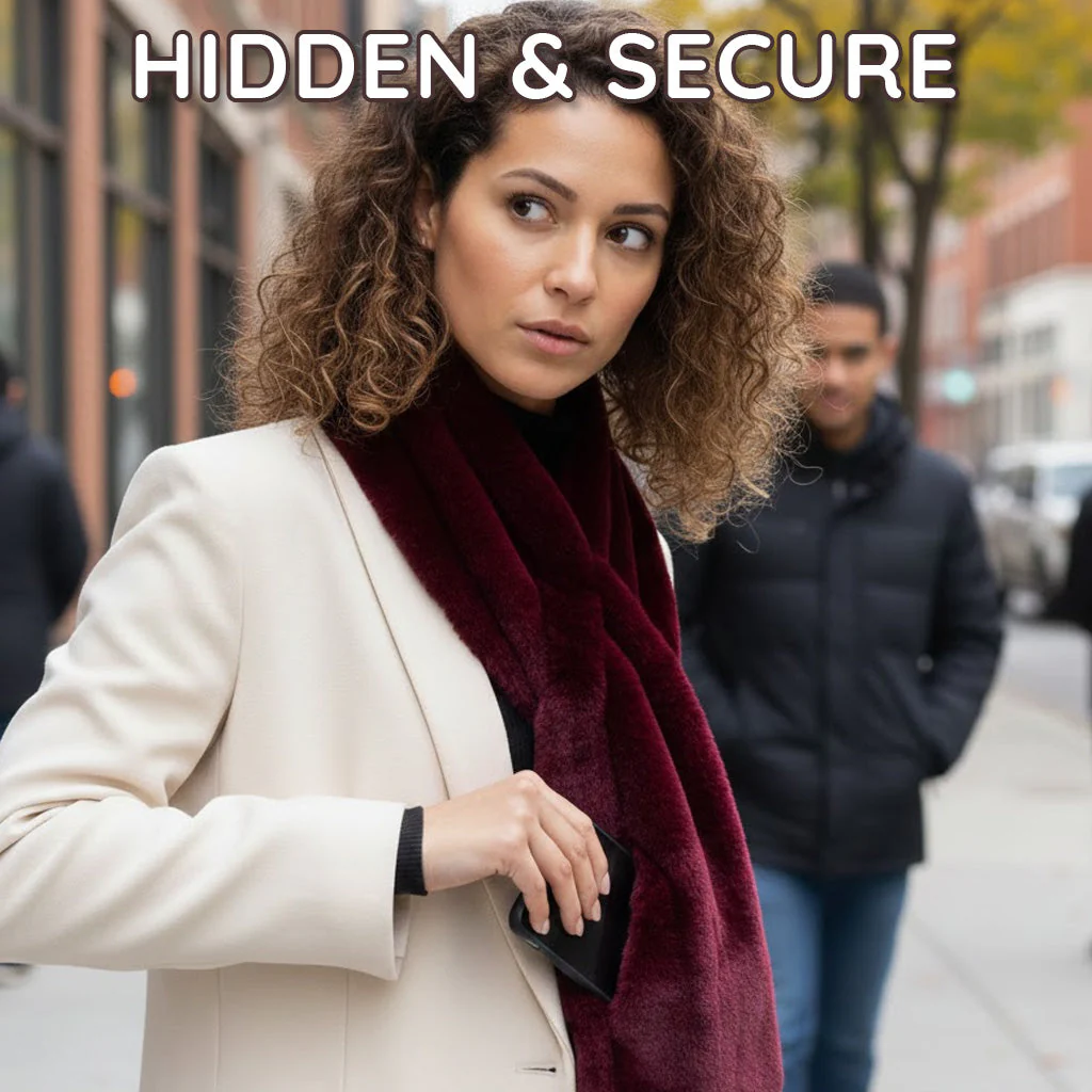 Daphtora® Faux Fur Scarf 𝚠𝚒𝚝𝚑 Secret Zipper Pocket - Image 4